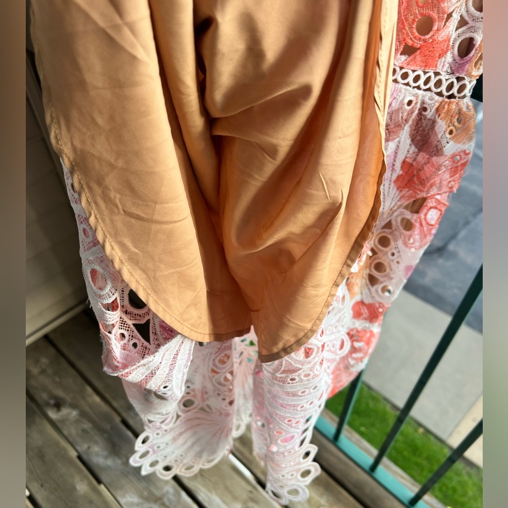 🆕 Dalia MacPhee Eyelet Embroidered Midi Dress Floral Ruffle Wedding Size Small - Picture 12 of 17